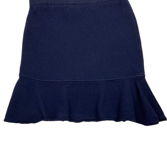 St. John Basics Knit Skirt 6 Blue Wool Blend Mini Peplum Classic - Picture 9 of 11